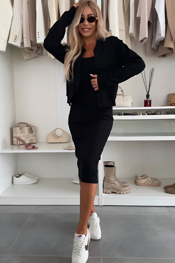 Lillian | Comfortable Midi Dress & Cardigan